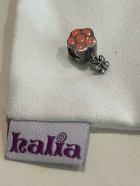 NEW Retired “Daisy Butterfly” Charm -  Sterling Silver w/ Pink Coral Enamel